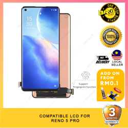 BROSHOP Compatible Lcd For Ori OPPO Reno 5 Pro / 6 Pro Digitizer Skrin Glass Touch Screen With Fingerprint MO