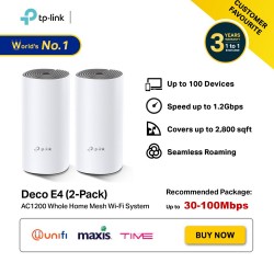 TP-LINK DECO E4 AC1200 MESH WiFi Router Whole Home Wi-Fi System TP Link Wireless Range Extender